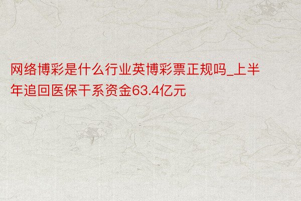 网络博彩是什么行业英博彩票正规吗_上半年追回医保干系资金63.4亿元